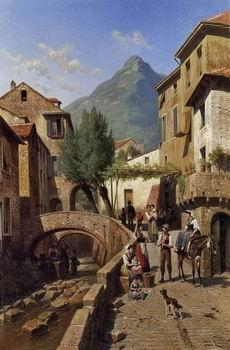 unknow artist European city landscape, street landsacpe, construction, frontstore, building and architecture. 086 china oil painting image